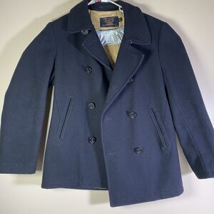 J.Crew Bayswater Peacoat Men M  Blue Stadium Cloth Wool Thinsulate Quilted Coat